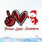 Peace Love Snowman sublimation design, png for sublimation, Christmas PNG, Christmas vibes PNG