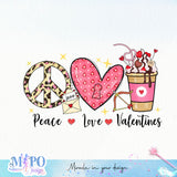 Peace Love Valentines sublimation design, png for sublimation, Valentine PNG, Valentine coffee PNG