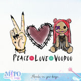 Peace Love Voodoo sublimation design, png for sublimation, halloween png, Holiday vibes sublimation