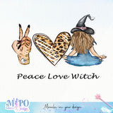 Peace Love Witch sublimation design, png for sublimation, Retro Halloween design, Halloween styles