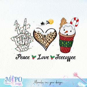 Peace love Icecoffee sublimation design, png for sublimation, Christmas PNG, Christmas Coffee PNG