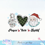 Peace love Santa sublimation design, png for sublimation, Christmas Vintage PNG, Santa PNG