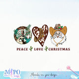 Peace love Santa sublimation design, png for sublimation, Christmas PNG, Western christmas PNG