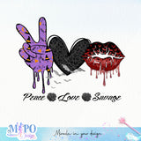 Peace love Savage sublimation design, png for sublimation, Halloween characters sublimation, Halloween Lips design