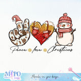 Peace love christmas sublimation design, png for sublimation, Christmas PNG, Christmas vibes PNG