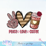 Peace love coffee sublimation design, png for sublimation, coffee vibes png, book lover png