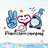 Peace love nursing sublimation design, png for sublimation, halloween nurse png, Jobs vibes sublimation