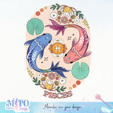 Pisces sublimation design, png for sublimation, Zodiac PNG, Birthday PNG