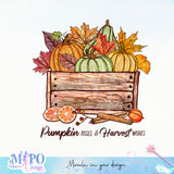 Pumpkin kisses and harvest wishes Sublimation design, png for sublimation, Autumn PNG, Positive vibe PNG, Autumn vibe PNG