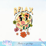 Relax sublimation design, png for sublimation, retro png, Positive quote PNG