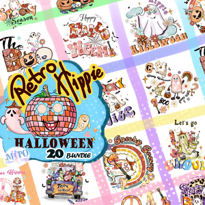 Retro Hippie Halloween png bundle,Spooky png bundle, png for sublimation, Halloween png Bundle