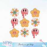 Retro checked flowers sublimation design, png for sublimation, retro sublimation, inspiring png