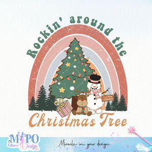 Rockin' around the christmas tree sublimation design, png for sublimation, Christmas PNG, Retro Christmas PNG