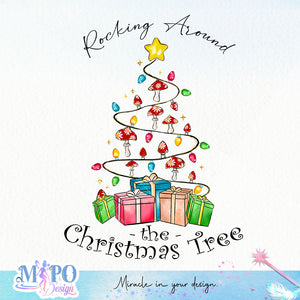 Rocking around the christmas tree sublimation design, png for sublimation, Hippe Christmas PNG, retro vibes PNG