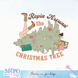 Ropin Around the Christmas Tree sublimation design, png for sublimation, Christmas PNG, Western christmas PNG