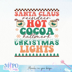 Santa Claus reindeer Hot cocoa hallmark christmas lights sublimation design, png for sublimation, Christmas PNG,  Christmas SVG