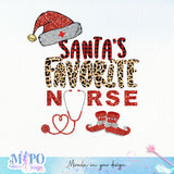Santa's favorite nurse sublimation design, png for sublimation, Christmas PNG, Christmas vibes PNG
