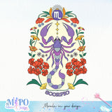 Scorpio sublimation design, png for sublimation, Zodiac PNG, Birthday PNG