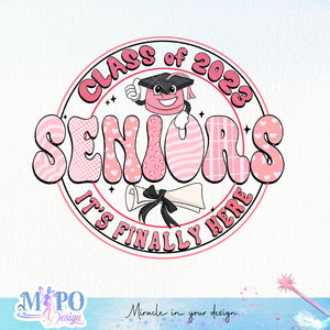 Senior Year 2023 It's finally here sublimation design, png for sublimation, Retro School design, Senior PNG, Graduation day PNG