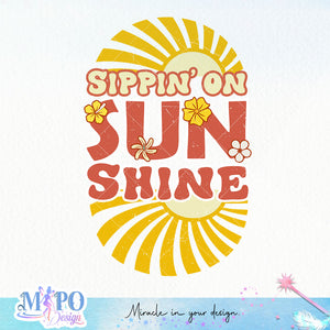 Sippin on sunshine sublimation design, png for sublimation, Summer png, Beach vibes PNG
