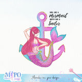 Soul like a mermaid mouth like a sailor sublimation design, png for sublimation, Mermaid design