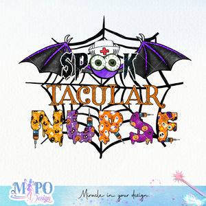 Spooktacular nurse sublimation design, png for sublimation, Retro Halloween design, Halloween styles