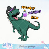 Spooky Saurus Rex sublimation design, png for sublimation, retro halloween vibes png, halloween animals png