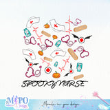 Spooky nurse sublimation design, png for sublimation, halloween nurse png, Jobs vibes sublimation