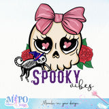 Spooky vibes sublimation design, png for sublimation, Halloween characters sublimation, Skeleton design