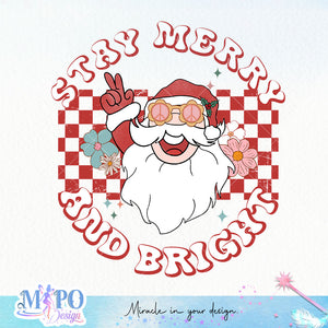 Stay Merry and bright sublimation design, png for sublimation, Hippe Christmas PNG, retro vibes PNG