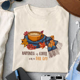 Happiness is coffee on a fall day Sublimation design, png for sublimation, Autumn PNG, Positive vibe PNG, Autumn vibe PNG