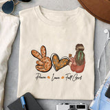 Peace Love Fall Girl sublimation design, png for sublimation, Autumn PNG, Positive vibe PNG, Autumn vibe PNG