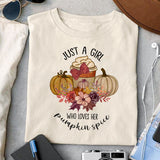 Just a girl who loves her pumpkin spice Sublimation design, png for sublimation, Autumn PNG, Positive vibe PNG, Autumn vibe PNG