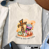 Fueled by Jesus and Coffee sublimation design, png for sublimation, Autumn PNG, Autumn Coffee PNG
