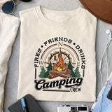 Fires Friends Drinks camping crew sublimation design, png for sublimation, Camp Life Png, camping vibes png, hobbies png