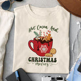 Hot cocoa and Christmas movies sublimation design, png for sublimation, Christmas PNG, Christmas Coffee PNG