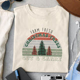 Farm Fresh Christmas Trees Pine Cedar Fir spruce Cut & carry sublimation design, png for sublimation, Christmas PNG, Retro Christmas PNG