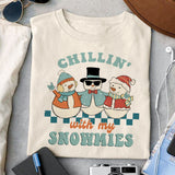 Chillin with my snowmies sublimation design, png for sublimation, Christmas PNG, Retro Christmas Blue PNG