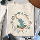 Rockin around the christmas tree sublimation design, png for sublimation, Christmas PNG, Retro Christmas Blue PNG