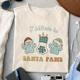 I Believe in Santa Paws sublimation design, png for sublimation, Christmas PNG, Retro Christmas Blue PNG