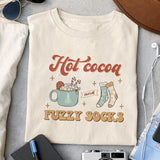 Hot cocoa and fuzzy socks sublimation design, png for sublimation, Christmas PNG, Retro Christmas Blue PNG