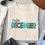 Hello December sublimation design, png for sublimation, Christmas PNG, Christmas vibes PNG