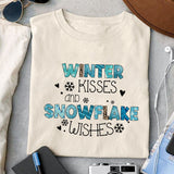 Winter kisses and snowflake wishes sublimation design, png for sublimation, Christmas PNG, Christmas vibes PNG