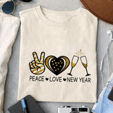 Peace Love New Year sublimation design, png for sublimation, Christmas PNG, Christmas vibes PNG
