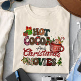 Hot cocoa and Christmas movie sublimation design, png for sublimation, Christmas PNG, Drink and Gnomes PNG