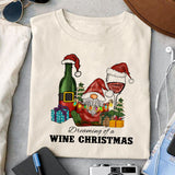 Dreaming Of a Wine Christmas sublimation design, png for sublimation, Christmas PNG, Drink and Gnomes PNG