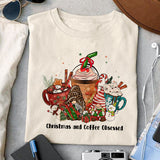 Christmas and Coffee Obsessed sublimation design, png for sublimation, Christmas PNG, Christmas vibes PNG