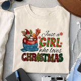 Just a girl who loves christmas sublimation design, png for sublimation, Christmas PNG, Christmas vibes PNG