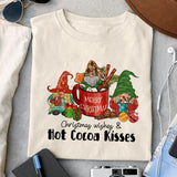 Christmas wishes & hot cocoa kisses sublimation design, png for sublimation, Christmas PNG, Drink and Gnomes PNG