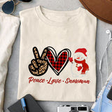 Peace_Love_Snowman_sublimation design, png for sublimation, Christmas PNG, Christmas vibes PNG